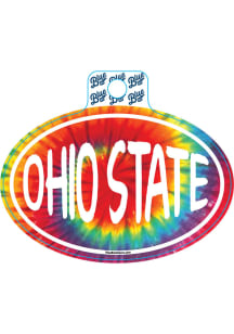 Ohio State Buckeyes Tie Dye Oval Stickers - Red