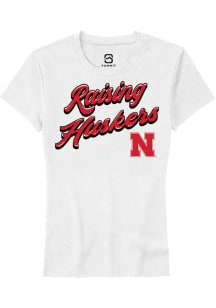 Summit Sportswear Nebraska Cornhuskers Womens White RAISING MASCOTS Short Sleeve T-Shirt