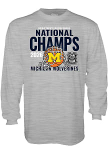 Blue 84 Michigan Wolverines Grey 2026 Men's Basketball National Champions Long Sleeve T Shirt