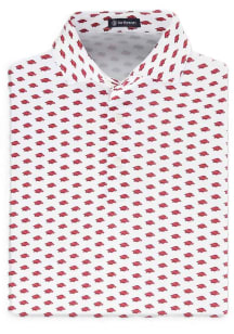 Turtleson Arkansas Razorbacks Mens White Tailgate all over print Short Sleeve Fashion Polo