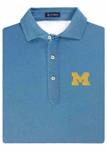 Turtleson Michigan Wolverines Mens Navy Blue Chris diamond print Short Sleeve Fashion Polo