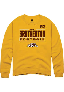 Ryan Brotherton Western Michigan Broncos Mens Gold Football NIL Stacked Box Player Crew