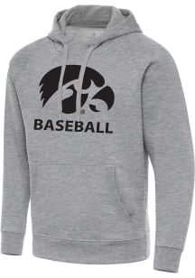 Antigua Iowa Hawkeyes Mens Grey Heather Baseball Victory Long Sleeve Hoodie
