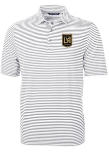 Cutter and Buck Los Angeles FC Mens Grey Virtue Eco Pique Stripe Short Sleeve Polo