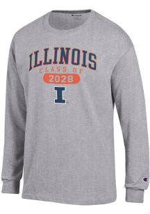 Champion Illinois Fighting Illini Grey Class of 2028 Jersey Long Sleeve T Shirt