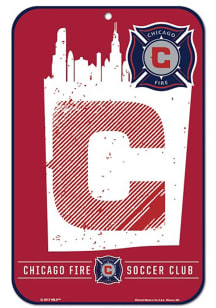 Chicago Fire 11x17 Logo Wordmark Plastic Sign - Red