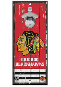 Chicago Blackhawks 5x11 inch Bottle Opener Sign - Red