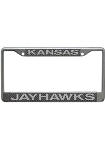 Kansas Jayhawks Carbon Fiber License Plate Frame - Silver