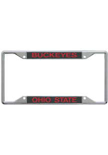 Ohio State Buckeyes Carbon Fiber License Plate Frame - Silver
