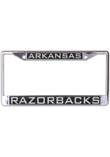 Arkansas Razorbacks Inlaid Black and Silver License Plate Frame - Silver