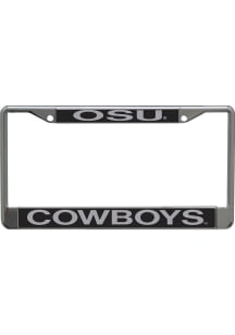 Oklahoma State Cowboys Inlaid Black and Silver License Plate Frame - Silver