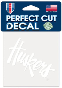 Nebraska Cornhuskers 4x4 White Auto Decal - White