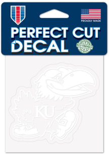 Kansas Jayhawks 4x4 White Auto Decal - White
