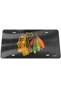 Chicago Blackhawks Black Carbon Fiber Car Accessory License Plate