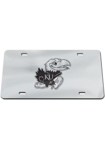Kansas Jayhawks Silver Black on Silver Car Accessory License Plate