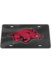 Arkansas Razorbacks Red Carbon Fiber Car Accessory License Plate