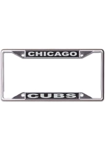 Chicago Cubs Black and Silver Metallic Inlaid License Plate Frame - Silver