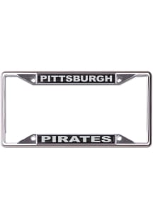 Pittsburgh Pirates Black and Silver Metallic Inlaid License Plate Frame - Silver