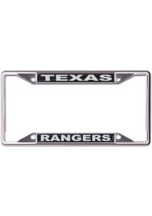 Texas Rangers Black and Silver Metallic Inlaid License Plate Frame - Silver