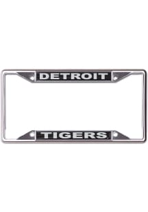 Detroit Tigers Black and Silver Metallic Inlaid License Plate Frame - Silver