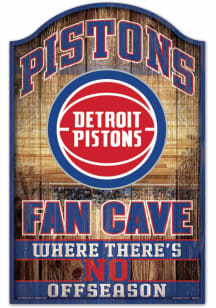 Detroit Pistons 11X17 Fan Cave Wood Sign - Brown