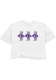 K-State Wildcats Womens White Boyfriend Crop Short Sleeve T-Shirt