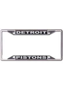 Detroit Pistons Black and Silver License Plate Frame - Silver