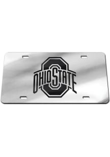 Ohio State Buckeyes Silver Black on Silver Car Accessory License Plate