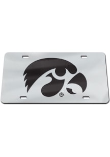 Iowa Hawkeyes Silver Black on Silver Car Accessory License Plate