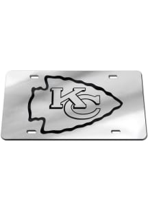 Kansas City Chiefs Silver Black on Silver Car Accessory License Plate