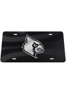 Louisville Cardinals Black Silver Team Logo Black Car Accessory License Plate