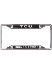 TCU Horned Frogs Metallic Black and Silver License Plate Frame - Black