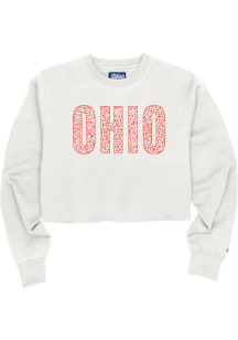 Blue 84 Ohio Womens White Cheetah Infill Crew Sweatshirt
