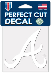 Atlanta Braves White 4x4 Inch Auto Decal - White