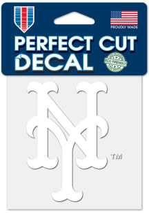 New York Mets White 4x4 Inch Auto Decal - White