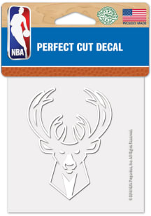 Milwaukee Bucks White 4x4 Inch Auto Decal - White