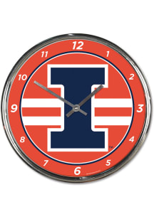 Illinois Fighting Illini Chrome Wall Clock