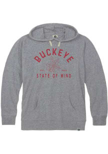 Rally Ohio Mens Grey Buckeye State of Mind Long Sleeve Hoodie