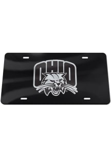 Ohio Bobcats Black Silver Logo Black Background Car Accessory License Plate