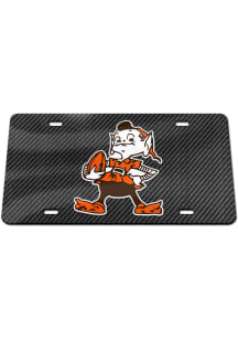 Cleveland Browns Orange Carbon Fiber Car Accessory License Plate