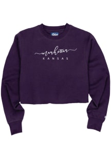 Blue 84 Manhattan Womens Purple Script Crew Sweatshirt