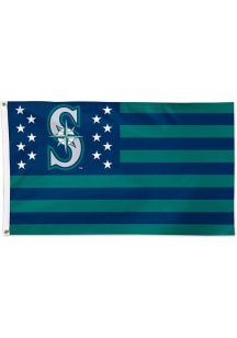 Seattle Mariners 3x5 Star Stripes Silk Screen Grommet Flag - Navy Blue
