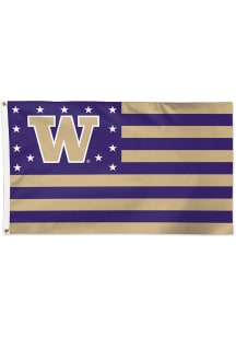 Washington Huskies 3x5 Star Stripes Silk Screen Grommet Flag - Purple