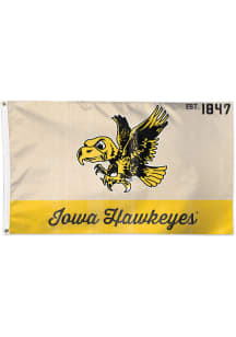 Iowa Hawkeyes 3x5 Vintage Silk Screen Grommet Flag - Black