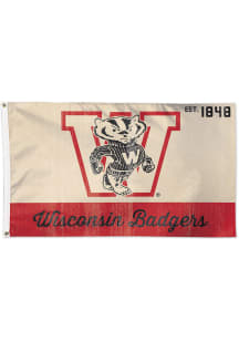 Wisconsin Badgers 3x5 Vintage Silk Screen Grommet Flag - Cardinal