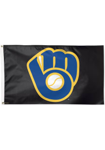 Milwaukee Brewers 3x5 Black Silk Screen Grommet Flag - Black