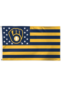 Milwaukee Brewers 3x5 Stars and Stripes Silk Screen Grommet Flag - Navy Blue