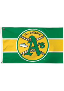 Oakland Athletics 3x5 Vintage Silk Screen Grommet Flag - Green