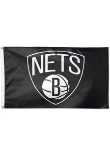 Brooklyn Nets 3x5 Silk Screen Grommet Flag - Black