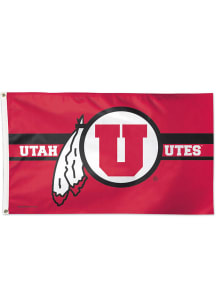 Utah Utes 3x5 Circle Silk Screen Grommet Flag - Red